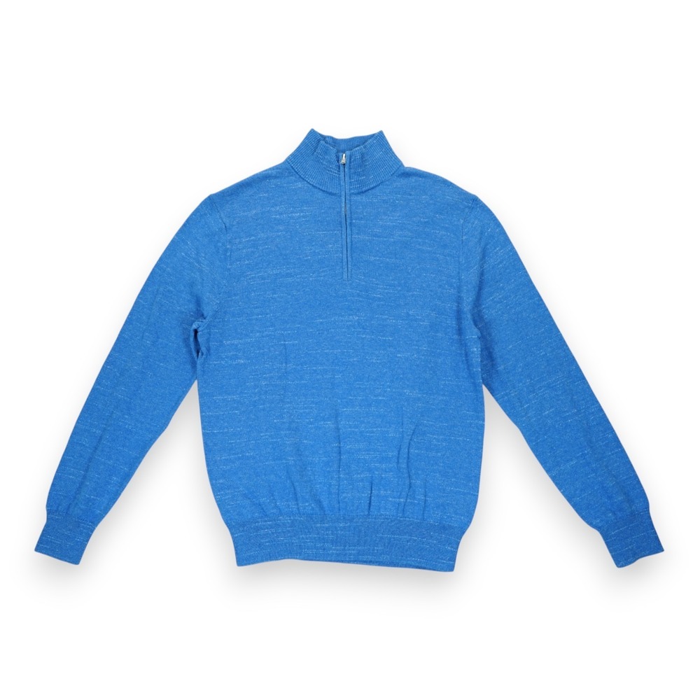NWT J.Crew Ragland Half-Zip Sweater Men XL Blue Cotton Mock Neck Casual‎